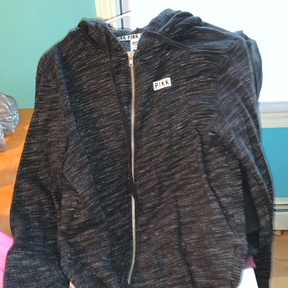 Heather gray Victoria’s Secret pink zip up